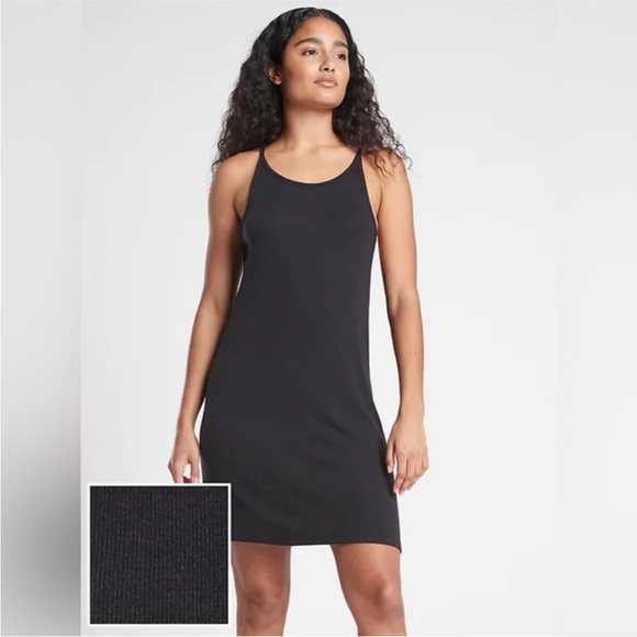 ATHLETA Well Rested Rib Sleep Dress XXS Small BLACK Soft Tank Nightgown Lounge - Picture 4 of 8